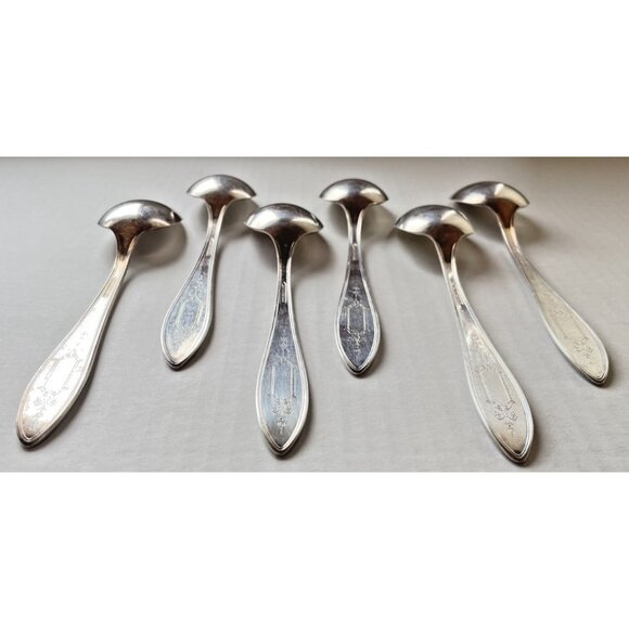 6 Argosy 1926 Silverplate Oval Soup Spoons 1847 Rogers Bros USA 7.25" Vintage - Picture 5 of 6
